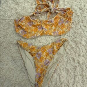 Floral Bikini Set in Orange and Purple